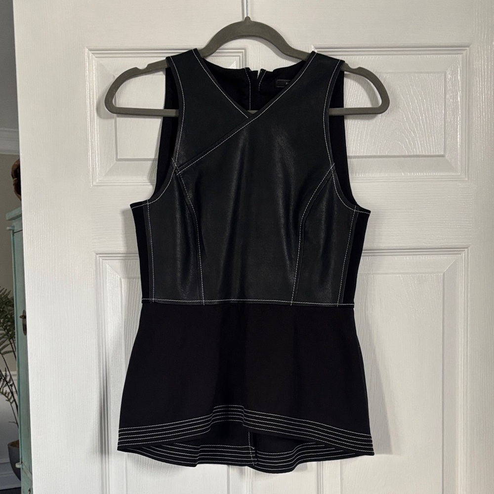 Black Sleeveless Top with White Stitching
